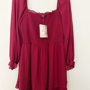 Lily Rose Women's Burgundy Long Sleeve Dress